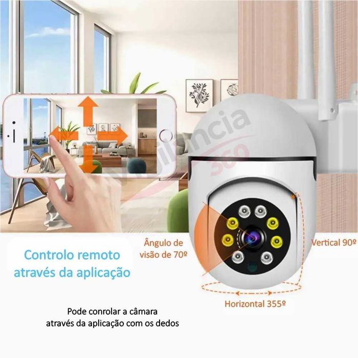 Câmara WiFi Rotativa PTZ FullHD Visão Noturna a Cores IP66 NOVA
