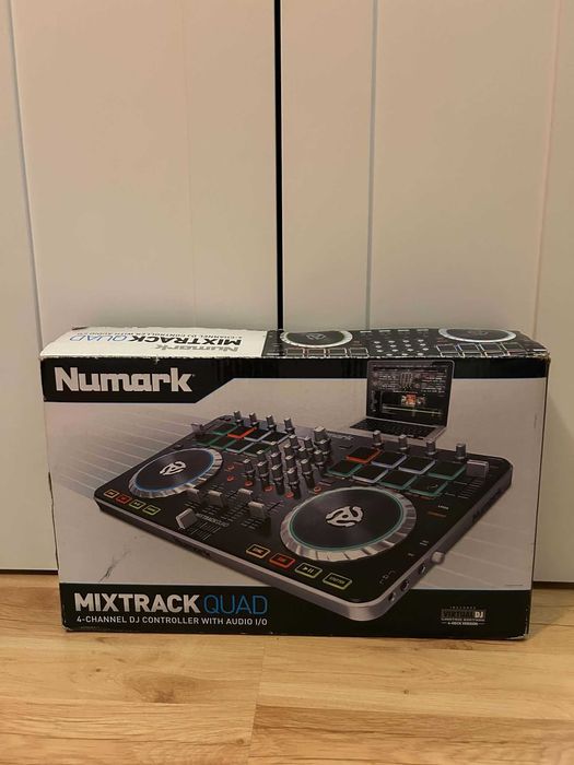 Numark Mixtrack Quad (idealny): 4-kanałowy kontroler DJ / 4 decki, 16 padów / interfejs audio / komplet