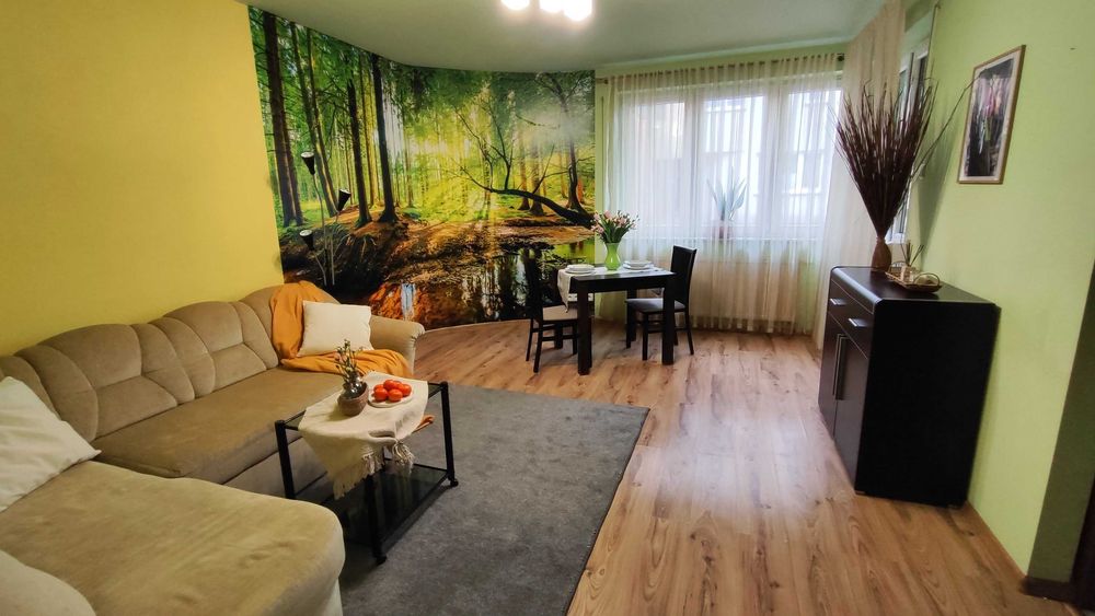 Apartament 72m2 przy Manufakturze umeblowany parter taras 3 pokoje parking zamknięte osiedle bezpośrednio
