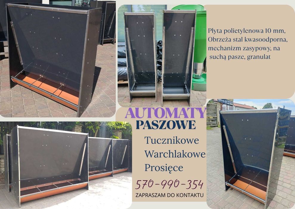 Automaty paszowe NA SUCHO, karmnik dla świń, zasypowe skrzynkowe