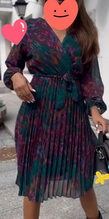 Sukienka XL 42 44 seksowny dekolt uni butelkowa zieleń 42 fiolet uniwe