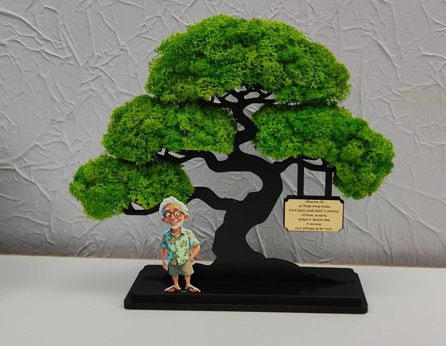 Drzewo bonsai mech 3D stojące prezent dla emeryta emertytki 10 postaci