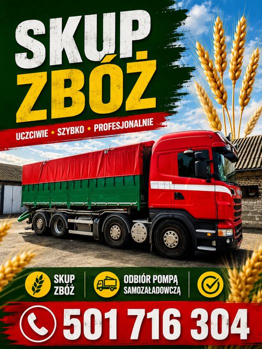 Skup zbóż- żyto pszenżyto owies pszenica - odbiór pompą samozaładowczą