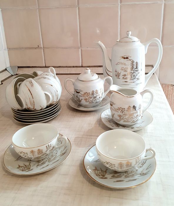 Кофейный сервиз из костяного фарфора 50е годы Япония