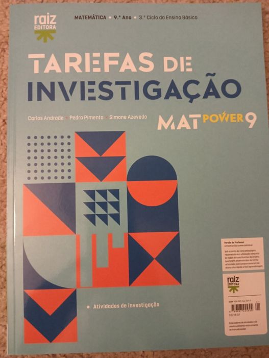 MATPOWER 9 - MATEMÁTICA - 9.º ANO	caderno atividades + tarefas..Novo!*