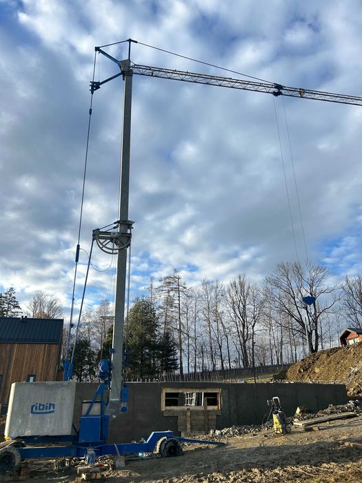 Dźwig żuraw budowlany dekarski WYNAJEM 14m