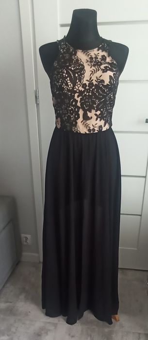 Piękna suknia Chiara czarna z beżem