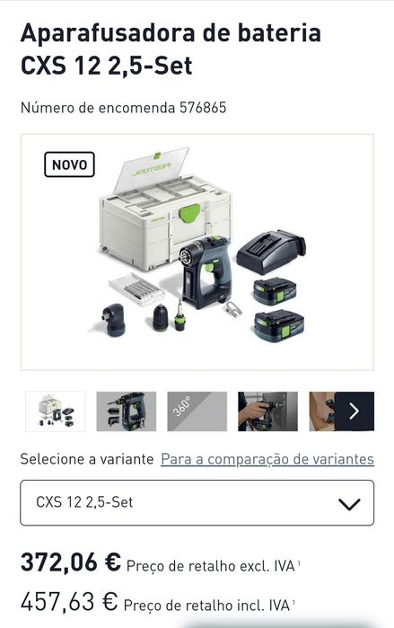 Conjunto Aparafusadora de Bateria Festool em Caixa c/ Acessórios