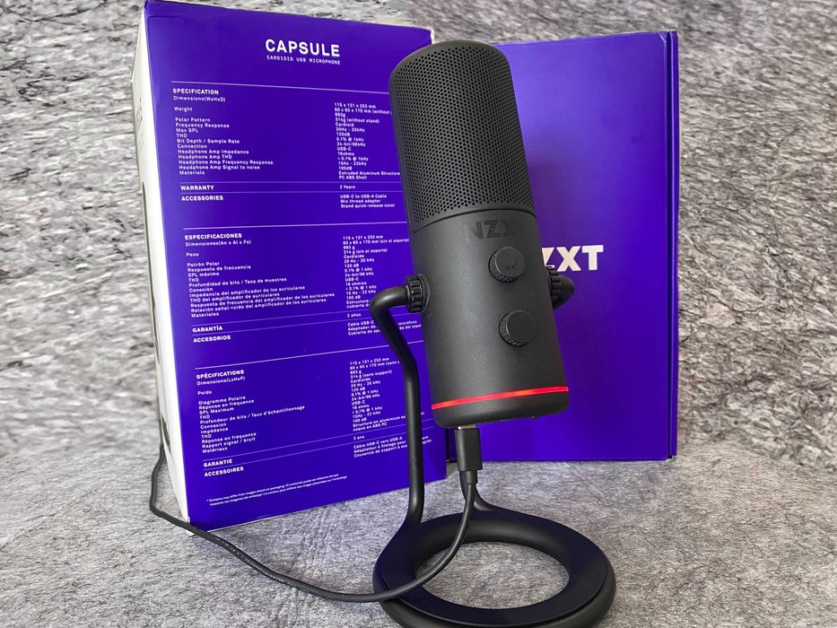 NZXT Capsule Microfone Cardioide USB-C Preto