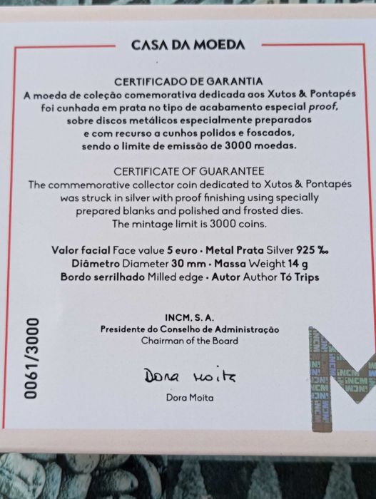Moeda de 5€Prata Proof 45 Anos da Banda Rock 'n' Roll Xutos e Pontapés