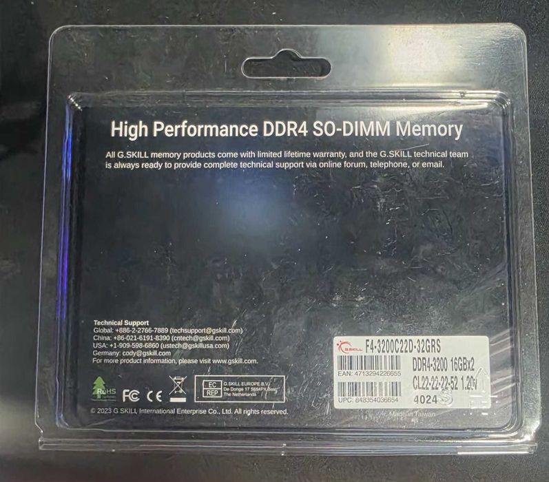 Memórias RAM SO-DIMM G.SKILL Ripjaws 32GB (2x16GB) DDR4-3200MHz