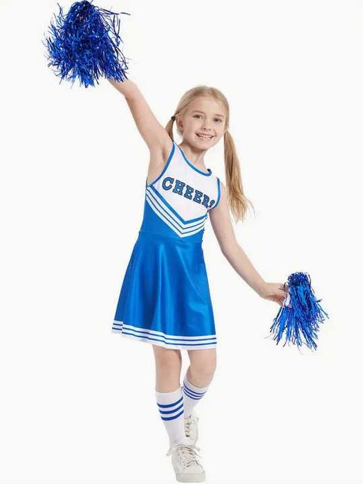 140 Strój cheerleaderki CHEERLEADERKA Cheers kostium sukienka pompony