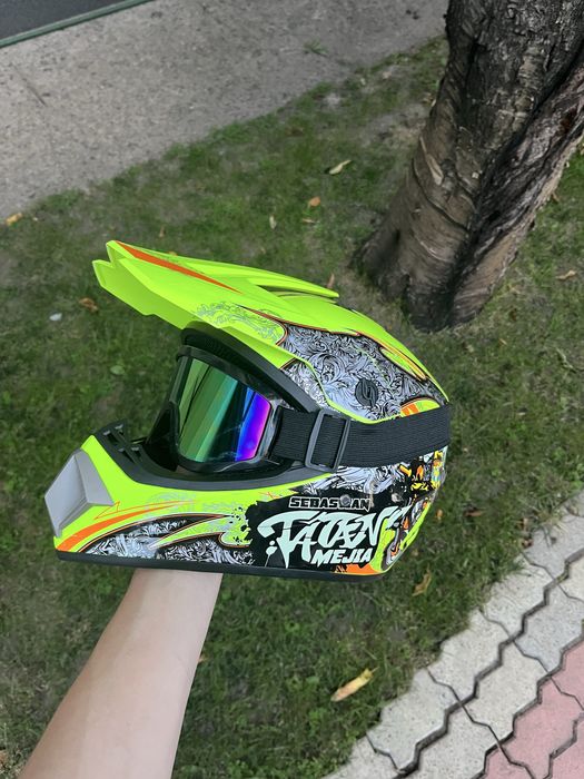 Мотошолом з окулярами + ПОДАРУНОК, шолом, шлем, мотоцикл, хард