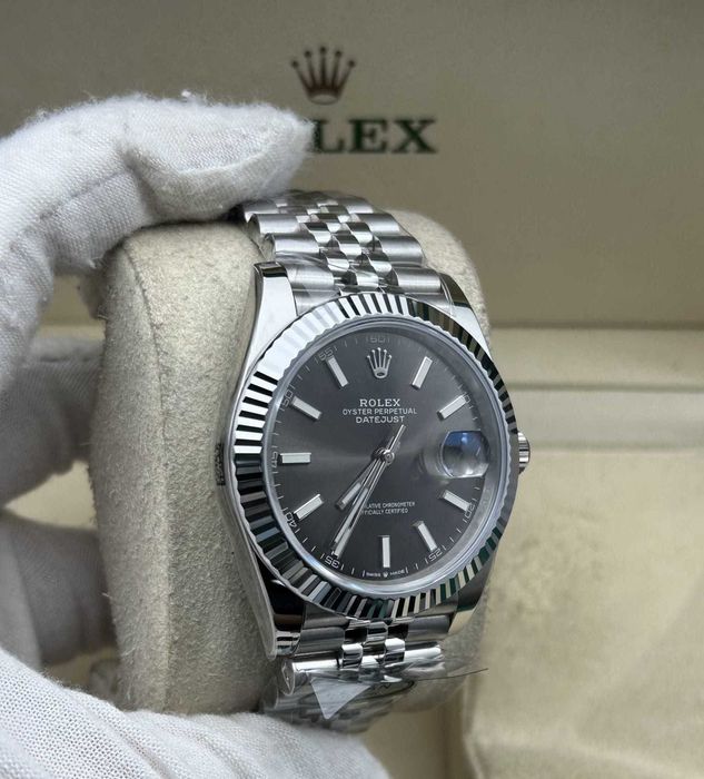 Clean Factory Rolex Datejust 41mm Jubilee Grey Dial, White Gold Fluted Bezel, 904L Steel, Best Edition 3235 Movement