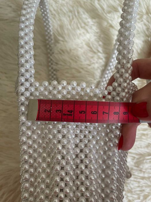 Torebka biała krem perłowa koraliki perły perełki pearl bag aesthetic