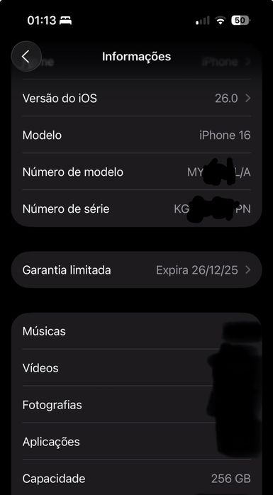 iPhone 16 Preto 256 GB – Excelente estado