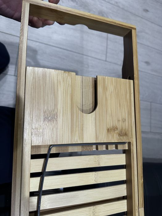 Bambusowa tacka do wanny kieliszek telefon tablet książka nowe