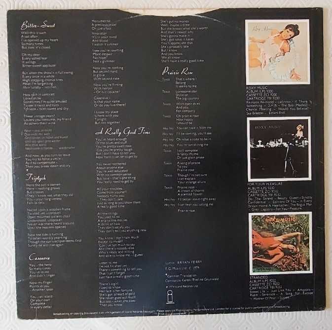 Disco Vinil Roxy Music - Country Life + Disco Vinil Avalon sem Capa