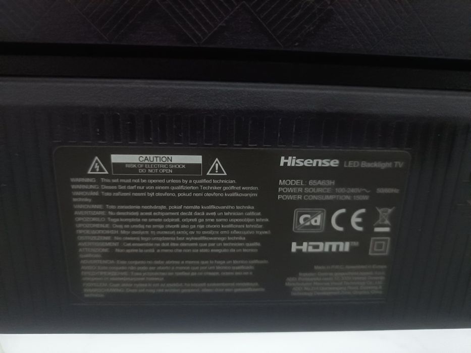Tv hisense 65 polegadas / para peças