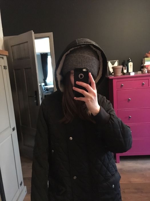 czarna pikowana kurtka parka zalando luźna