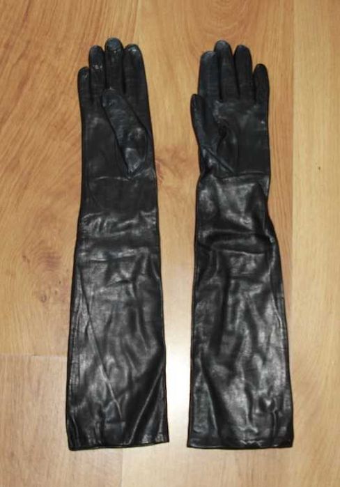 OCHNIK skóra skórzane czarne długie rękawiczki łokieć naturalna