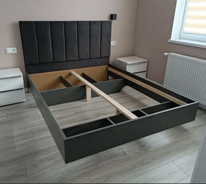 Нове Ліжко Лондон з м'яким бильцем колір сірий