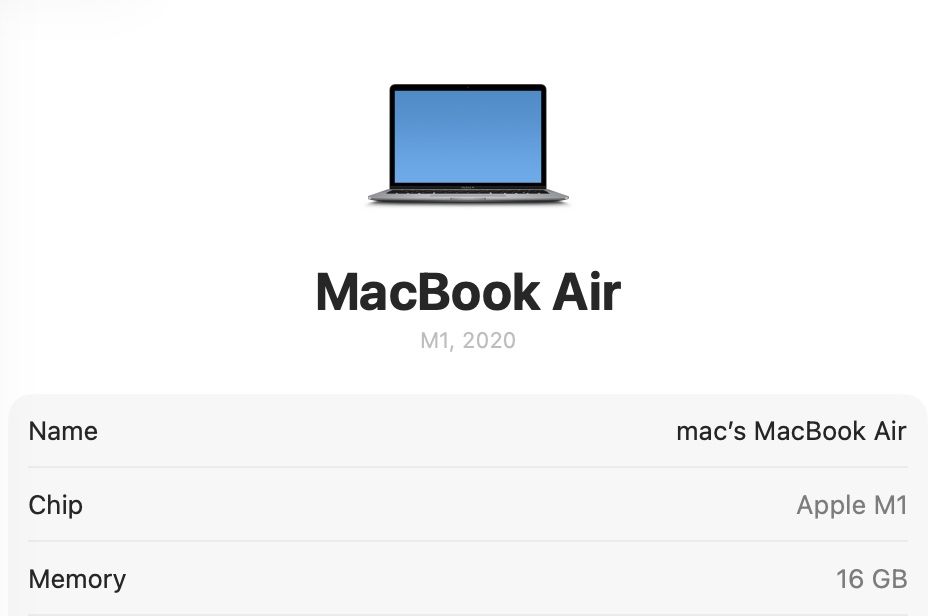 MacBook Air 13 2020 M1 16GB RAM 256GB SSD 94%