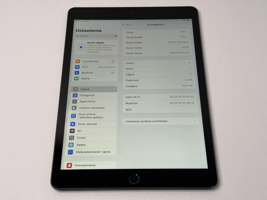 iPad 8. gen. (A2270) - 32GB - faktura VAT 23%