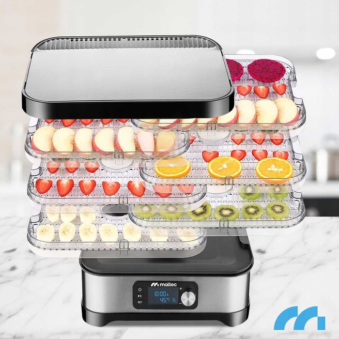 duża suszarka do grzybów owoców warzyw spożywcza 6sit mocna 450w zegar