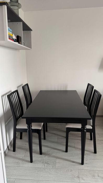 IKEA INGATORP Stół rozkładany, czarny, 155/215x87 cm