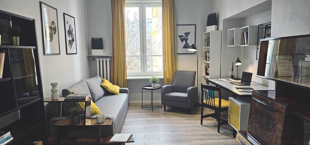 Ostani, klimatyczny pokój 19m2_jak małe studio_Stara Ochota_Kamie