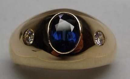 Złoty pierścionek naturalny szafir i diamenty alians R.16 Tajlandia.