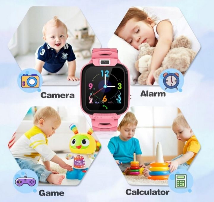 Smartwatch dziecięcy różowy GPS wodoodporny ekran dotykowy połączenia