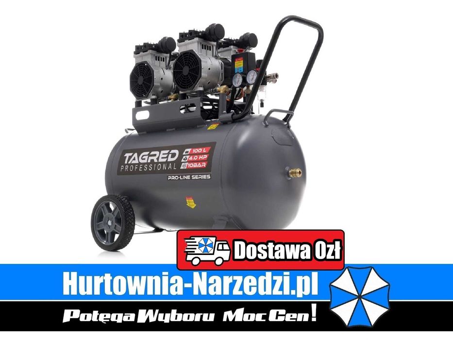 Darmowa Wysyłka! kompresor bezolejowy 10 BAR 100L 4 tłoki sprężarka bezolejowa 100L kompresor 100L 10 Bar Tagred TA3387 sprężarka 10bar kompresor
