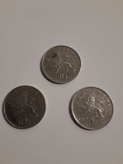 3 moedas de 10 pence reino unido' 2x' 2000/01
