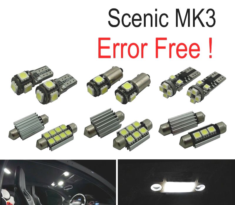 KIT COMPLETO 17 LAMPADAS LED INTERIOR PARA RENAULT SCENIC III 3 MK3 09-16