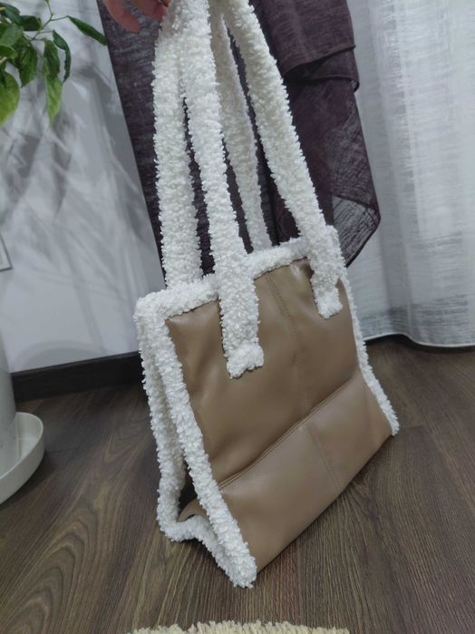 Жіноча стильна сумка хутро-екошкіра