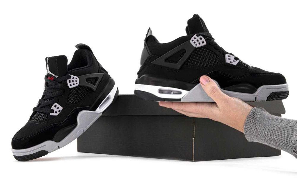 Женские кроссовки Nike Air Jordan 4 "Black/Grey" Размеры 36-40