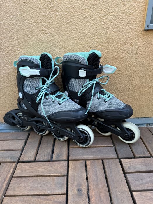 Patins em linha adulto com kit proteções