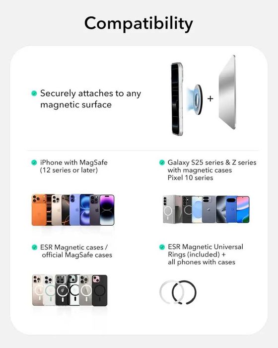 Магнитный держатель ESR Dual-side Magnetic Ring Holder/Stand Black