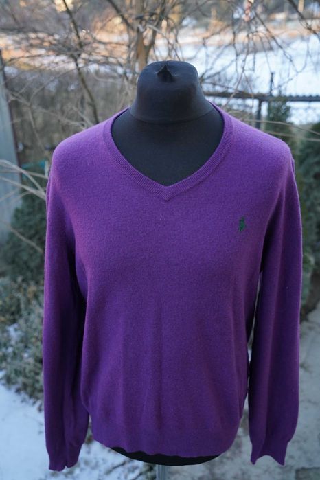 Ralph Lauren wełniany męski sweter v-neck M Merino wool w2