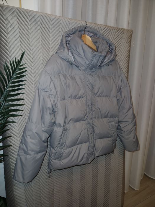 Puchowa kurtka puffer szara House XS / S oversize puch 80% pierze 20%