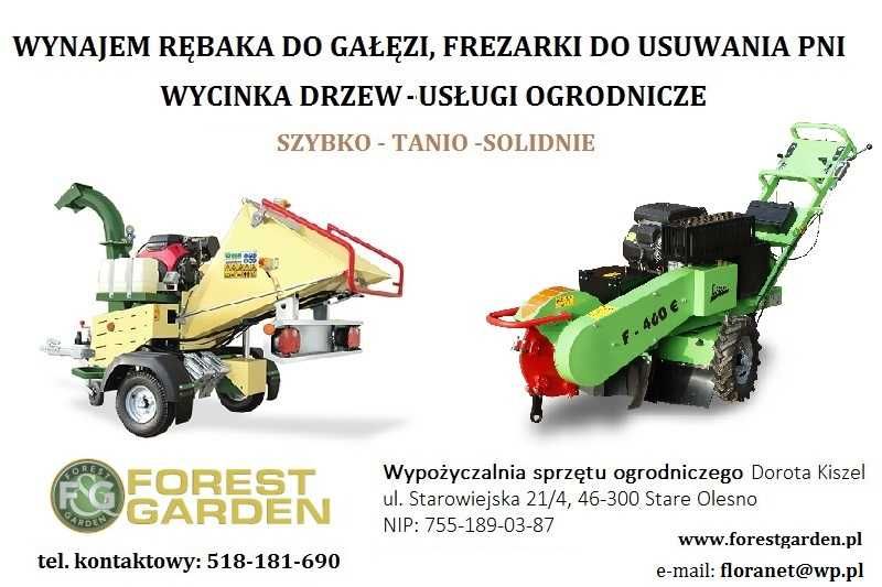 RĘBAK DO GAŁĘZI - rozdrabniacz, usuwanie pni, wycinka drzew. WYNAJEM !