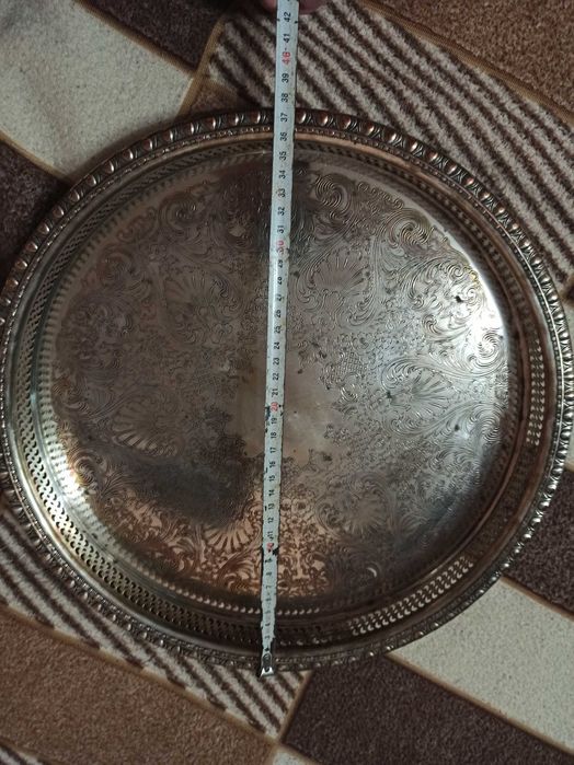Срібний піднос Серебряный поднос великий 742 грами штамп Roger`s & Bro