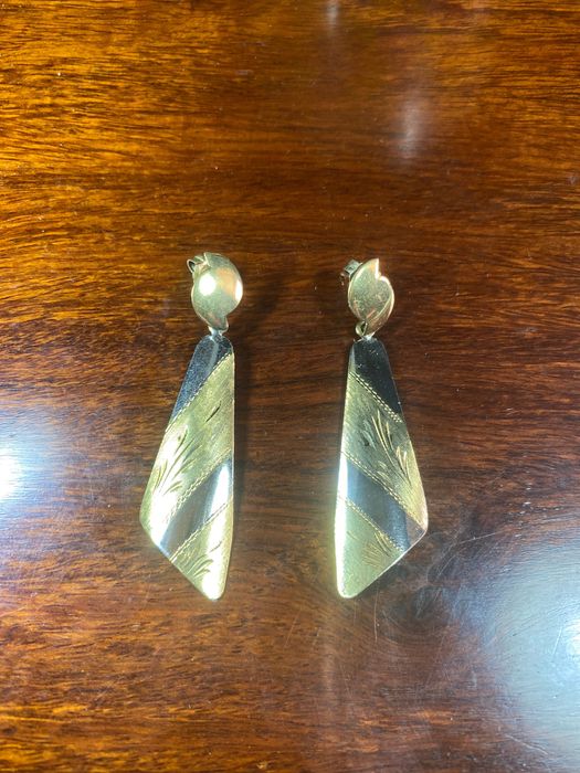 Brincos 5,5 cm Prata Dourada Ouro Portuguesa contrastada 835 Antigos