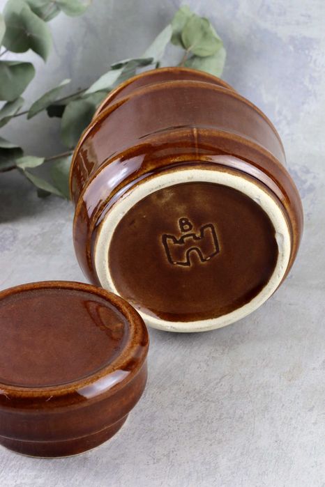 Ceramiczny pojemnik z przykrywką Bolesławiec ceramika prl vintage