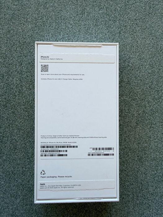 iPhone 17 air, sky blue, 256GB, com cabo, capa e proteção de capa e privacidade