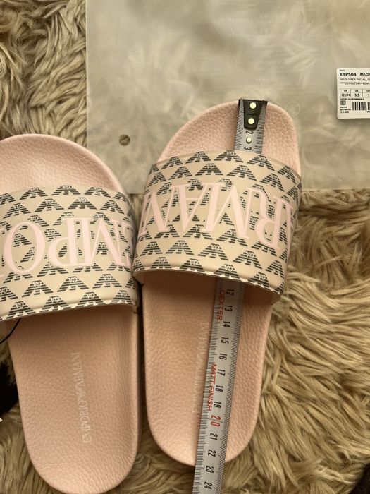 Emporio Armani klapki logowane monogram slipper pvc all over logo r 35