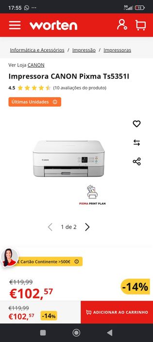 Impressora Multifunções Canon Pixma TS5351i Wi-Fi