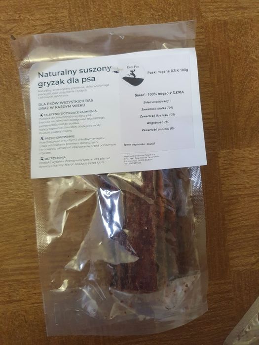 Gryzaki dla psów Paski mięsne 100% DZIK 100g
